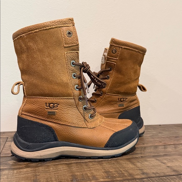 UGG Tan and Black Lace-Up Boots - Picture 3 of 7